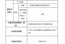 杉德畅刷整理：因未核实并报告主要股东信息等，惠丰村镇银行共被罚270万