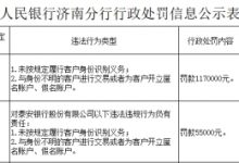 杉德畅刷整理：泰安银行两宗违法被罚117万 与身份不明的客户交易等