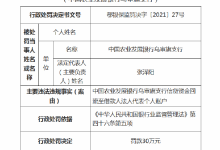 杉德畅刷整理：信贷资金回流至借款人法人代表个人账户 农发行乌审旗支行被罚30万元