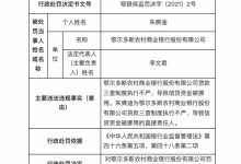 杉德畅刷整理：因款三查制度执行不严等，鄂尔多斯农商行被罚25万