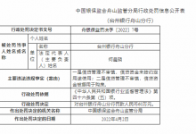 杉德畅刷整理：台州银行舟山分行被罚60万元： 信贷管理不审慎等