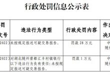 杉德畅刷整理：湖北随州曾都汇丰村镇银行违法被罚 大股东为汇丰银行