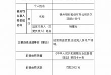 杉德畅刷整理：因经营贷违规流入房地产领域，锦州银行哈尔滨群力支行被罚30万