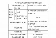 杉德畅刷整理：哈尔滨农商行商大支行涉贷违规被罚款30万元，相关负责人被予以警告