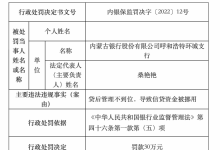 杉德畅刷整理：贷后管理不到位 内蒙古银行呼和浩特环城支行被罚款30万元！