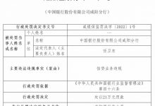 杉德畅刷整理：中国银行咸阳分行被罚 信贷业务违规