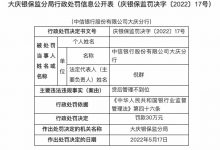 杉德畅刷整理：因贷后管理不到位，中信银行大庆分行被罚30万