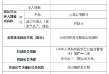 杉德畅刷整理：古县农商银行被罚20万元：因未经任职资格核准实际履职