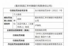 杉德畅刷整理：重庆荣昌汇丰村镇银行违法被罚 为汇丰银行全资子公司