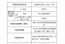 杉德畅刷整理：因高管未经核准实际履职，孝义汇通村镇银行被罚20万