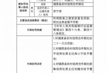 杉德畅刷整理：因柜台业务监督不尽职等，镇原县农信合联社被罚21万