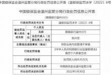 杉德畅刷整理：泰隆银行温州分行违法被罚 存款业务内控管理不审慎