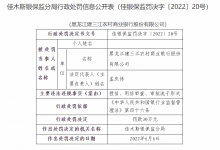 杉德畅刷整理：黑龙江建三江农商银行及旗下一支行合计被罚70万元