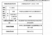 杉德畅刷整理：因贷后管理不到位等，农业发展银行科尔沁右翼前旗支行被罚30万