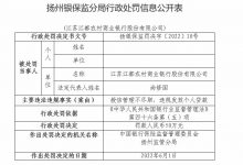 杉德畅刷整理：江苏江都农商银行被罚50万：因授信管理不尽职等